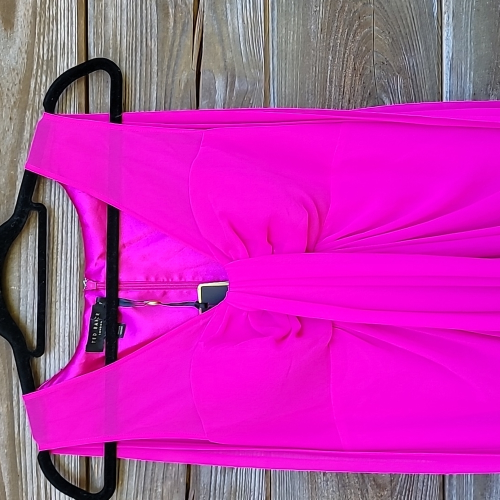 Ted Baker London Hot Pink Sleeveless Twist-Front Dress